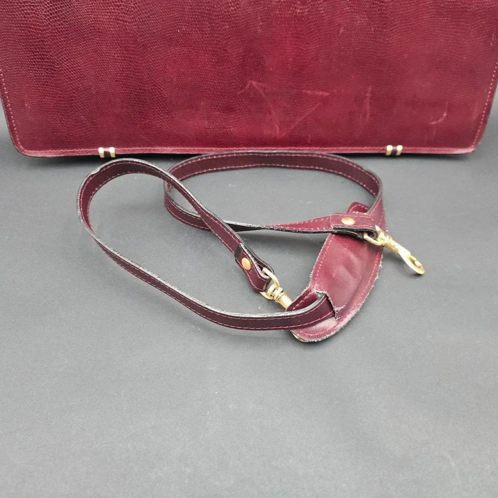 Stelco Vintage Burgundy Genuine Deep Buff Leather Briefcase Attache Bag Mens